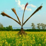 Landart-Objekt im Rapsfeld am Stettiner Haff auf der Insel Usedom